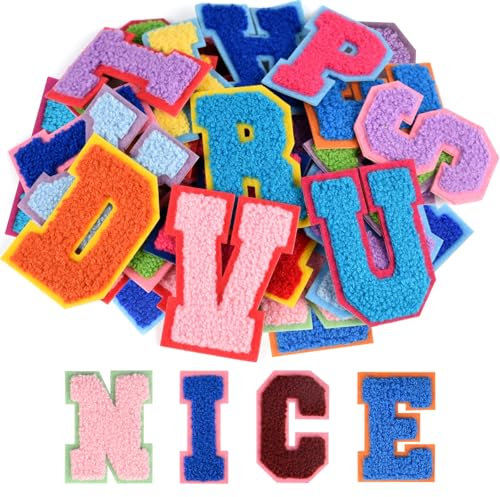 ASTARON 26 Pcs Self Adhesive Letter Patches Chenille Letters Stickers, A-Z Embroidered Applique Patches Alphabet Cloth Patch for Clothes, Bags, Hat, Phone Case, DIY Accessories (Mixed Colours)