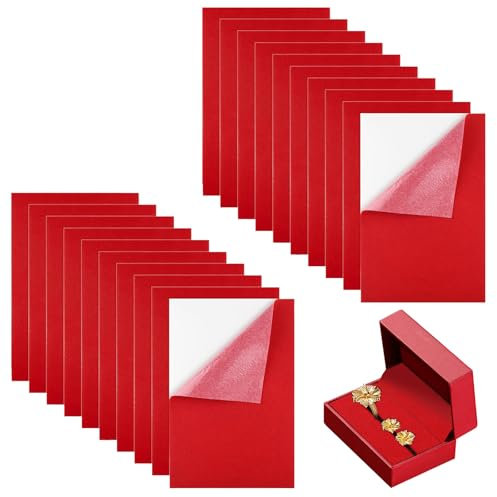 Papier adhésif Velvet Aspect velours Rouge feuilles de feutre autocollantes pour,Feutrine Autocollante A4 20 Feuilles Rouge 0.5mm Épaisseur Résistante, Imperméable, Forte Adhérence, Découpable
