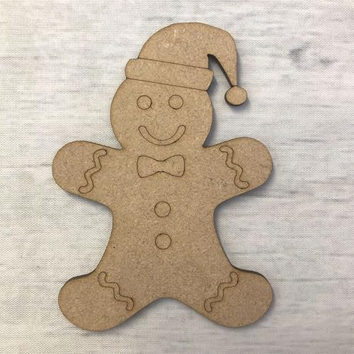Gingerbread Man - Engraved | Laser Cut MDF Wooden Craft Shape for DIY Projects, Painting & Decoration