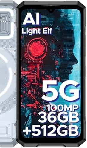 LMHTRADE Blade GT Ultra 2025 Smartphone robusto 5G, effetto di luce LED, telefono robusto LPDDR5 da 36GB + 512GB, dimensione D7300, 120Hz 6.72, fotocamera AI 100MP 10.5mm Ultra-sottile Android 14