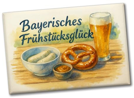 speecheese Souvenir Magnet Bayerisches Frühstücksglück Lustiger | Frühstück Souvenir - Perfektes Bayern-Geschenk