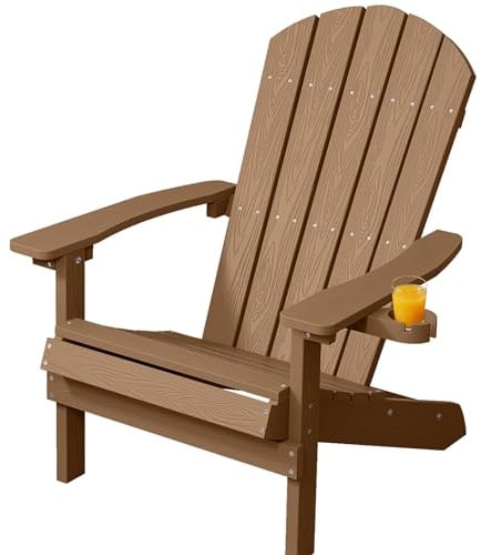 Adirondack Stuhl Outdoor mit Getränkehalter: Adirondack Chair Kunststoff HIPS Allwetter für Outdoor Stuhl - Adirondack Gartensessel Wetterfest für Garden/Balkon/Feuerstelle - Einfache Montage