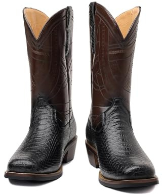 YGMNQAL Stivali da cowboy western con tacco alto uomo, stivali cavaliere for sport all'aria aperta(Black,45)