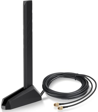 Eightwood WiFi 7 Antenne 2.4GHz 5GHz 6GHz WLAN 6E Antenne RP-SMA Tri-Band WiFi Antenna Magnetfuß mit 2M Verlängerungskabel für Bluetooth PC Mainboard WLAN Karten PCI Karte WiFi Router