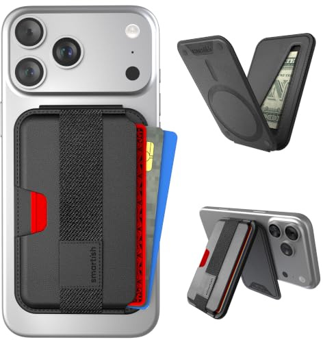 Smartish iPhone MagSafe Wallet - Abnehmbarer magnetischer Kartenhalter, Schwarze Krawatte Affäre, Flip - Grip & Kickstand, Side Hustle Flip