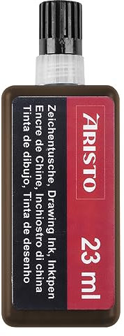 Aristo AR64814 Zeichentusche braun (hohe Deckraft, schnell trocknend, lichtbeständig, reproduzierfähig, Tusche für Tuschefüller Aristo MG1 PRO) 23 ml
