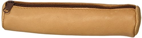 Oxford Elba Federmäppchen, rund, Leder, natur Beige Creme, Schultasche