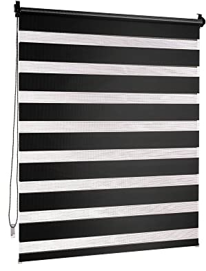 Victoria M. Doppelrollo Klemmfix ohne Bohren, 55 x 150 cm (BxH) Schwarz, Rollo Fensterrollo lichtdurchlässig & verdunkelnd,Duo-Rollo Klemmmontage Zebrarollo für Fenster & Türen