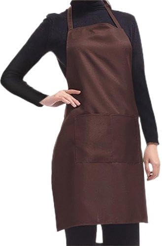 Accessotech Plain Kitchen Apron with Front Double Pocket | Chef Butcher Cooking Baking Craft Apron | Adjustable Neck Strap & Waist Ties | One Size