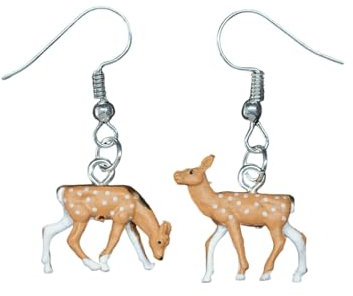 Miniblings Reh Ohrringe Rehohrringe Rehe Kitz Damwild Wald braun Punkte - Handmade Modeschmuck I Ohrhänger Ohrschmuck versilbert