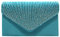 wocharm Womens Ladies Satin Diamante Clutch Bag Envelope Handbag Evening Bridal Bag Wedding Fashion Prom Vintage Shoulder Bags(Teal blue)