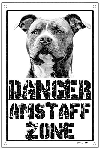 Danger AMSTAFF zone Targa cartello metallo attenti al cane metal sign (15X20)