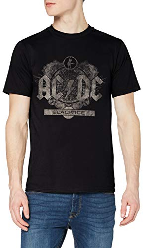 AC/DC Herren Black Ice T-Shirt, Schwarz, L