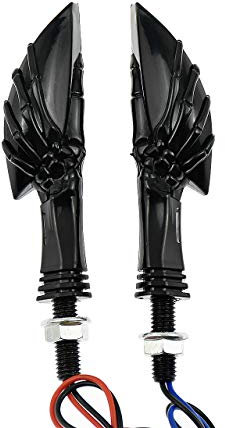HDBUBALUS Skull Turn Signals LED Blinker Indicator Light Fit for Harley Crusier Bobber Black