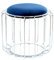 MJC Beistelltisch Pouf Comfortable 110 Couchtisch Hocker Samt DKL. Blau Silber