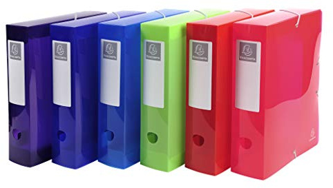 Exacompta 6 Assorted PP Filing Boxes Iderama A4 Spine 8cm Organise Archive