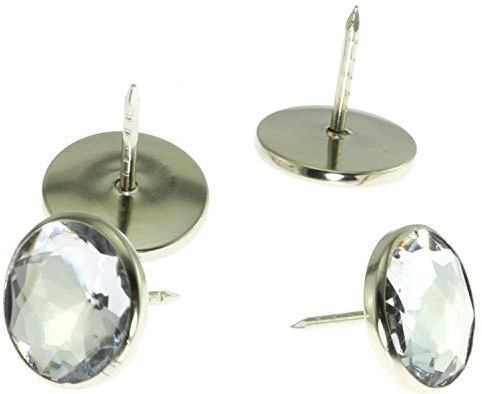 RuiLing 30 weiße Diamant-Kristall-Polsternägel für Polstermöbel, 20 mm Durchmesser, weiche Tasche, Sofa, Wanddekoration, Möbelzubehör