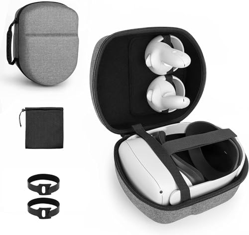 Travel Case for Oculus Quest & Quest 2 & Elite Strap, Hard EVA Carrying Case Storage Box for Oculus Quest Headset and Controllers(Gray)