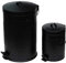 2PC Traditional Pedal Dustbin Set: 20L 20 Litre & 5L 5 Litre Duo Set - Black - Vintage Style Indoor Metal Pedal Dustbin Set with Removable Inner Bucket.