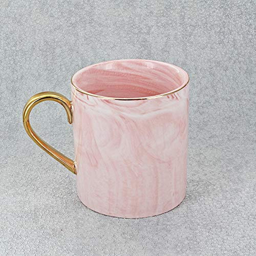 G Decor Tasse à café Effet marbre Finition Rose