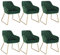 WOLTU Esszimmerstühle 6er Set Küchenstühle Wohnzimmerstühle Polsterstühle Sessel, Armlehnstühle mit Rückenlehne, für Esszimmer, Küche, Wohnzimmer, Samt, Gold Metallbeine, Dunkelgrün, BH246dgn-6