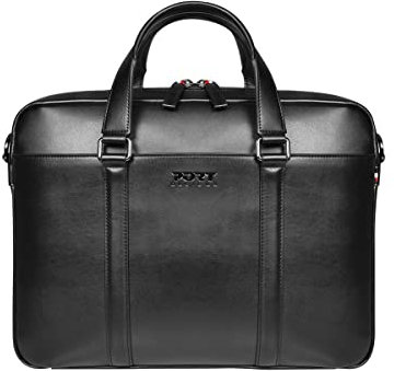 Port Designs Versailles II High-End Spaltleder 14 Zoll Laptoptasche mit integrierten Dual-USB-A & USB-C Ladeanschlüssen