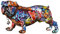 Casablanca Deko Figur Mops stehend - Tierfigur Hund aus Kunstharz Street Art Graffitti Design - Dekoration Wohnzimmer - Mehrfarbig Breite 38 cm