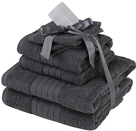 Brentfords Luxury Set of 10 – Charcoal Grey Extra Large Bathroom Towel Sheets - 100% Cotton - Premium Quality, Super Absorbent & Quick Drying Jumbo Towel - 90 x 150cm