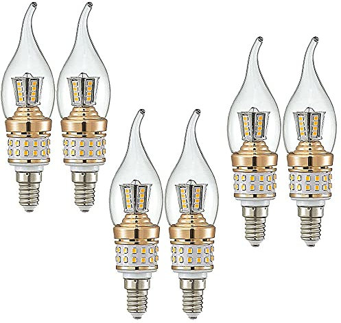 ZYUJIA Lampadine a Candela LED E14 Lampadine a LED con Candelabri a Vite Piccola 10W Non Dimmerabili Lampadario Bianco Caldo 3000K Lampade a Risparmio Energetico(Equivalente a 90W) 6 Pacchi