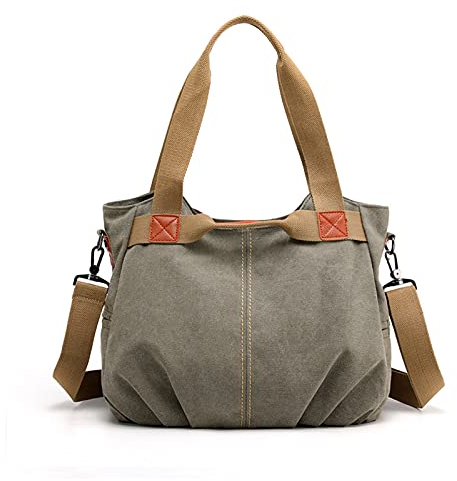 FANDARE Lona Bolsos Mano Mujer Bandolera Bolso Hombro Cruzado Vintage para Señora Viaje Trabajo Escuela Compras Crossbody Bag Verde B