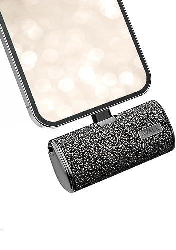 iWALK Small Portable Charger Power Bank 4500mAh Ultra-Compact Cute Shiny Battery Pack Compatible with iPhone 14/13/13 Pro Max/13 Mini/12/12 Mini/12 Pro Max/11 Pro/XS Max/XR/X/8/7/6/Plus Airpods,Black