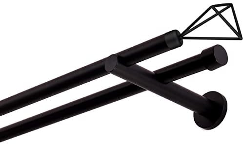 Gardinenstange schwarz 600 cm 2-läufig 19 mm aus Metall Wandbefestigung SPACE
