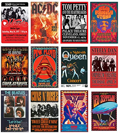 Woonkit Vintage Rock Band Poster für Zimmer Ästhetik der 70er 80er 90er Jahre Wanddekoration Schlafzimmer Vintage Rock Wandposter Wandcollage Print