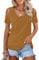 Beluring Women V Neck Shirts Casual Short Sleeve Off The Shoulder Tops Brown Size 12 14