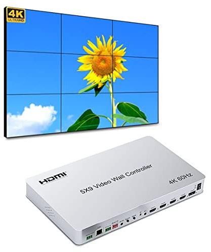 4K @ 60HZ 5x9 videowand controller 4 HDMI / 1 DP Eingänge auf 10 HDMI Ausgänge video wall prozessor Um 90 Grad drehen für Bildschirme im vertikalen Modus Unterstützung 2X2 2X3 3X3 2x1 3x1 2x3 4x2