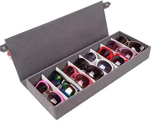 Brillenbox Brillen Display Brillenkoffer, Velvet 8 Slots Brille-Halter Sonnenbrille Vitrine Speicher-Organisator Collector Box Brillen Tray Rack-Ständer for Frauen Männer Brillenaufbewahrung Sonnenbri