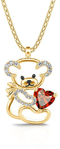Jeulia Herz Diamant Sterling Silber Halskette Damen Personalisierte Bär Vergoldet CZ Halskette Valentinstag Geburtstags Geschenkbox für Mädchen Ehefrau (Verliebt sein)