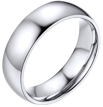 Bestyle Ring Herren Frauen Edelstahl Verlobungsring Partner Ringe mit Gravur Breit 2mm/4mm/6mm/8mm Ringgröße 54-67 Personalisiertes Geschenk