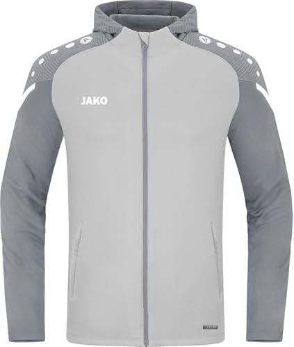 JAKO - Veste à Capuche Performante, Mixte, Gris Doux/Gris Pierre, S