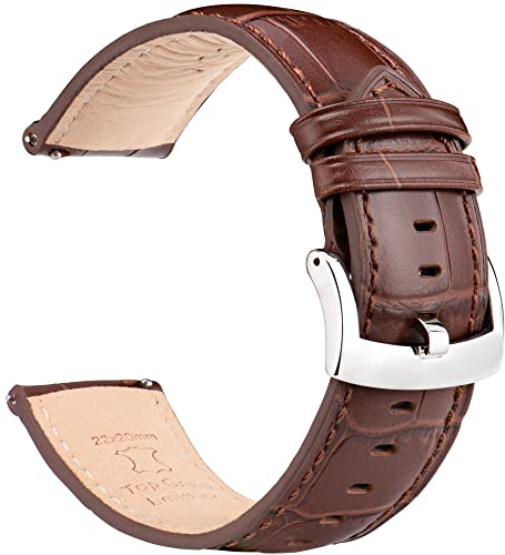 OTTOODY Leder Uhrenarmbänder 18mm 20mm 21mm 22mm Armband Alligator Grain, Schnellverschluß Leder Uhren-Armband für Herren Damen, Hochwertige Ersatz Leder Uhrenarmband für Uhr und Smartwatch