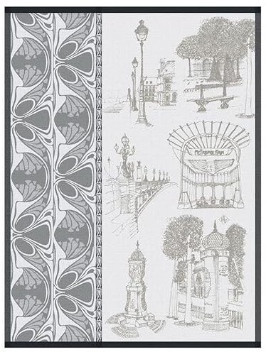 Le Jacquard Français 28557 Geschirrtuch Carnet de Paris Bitume 80X60 cm Baumwolle