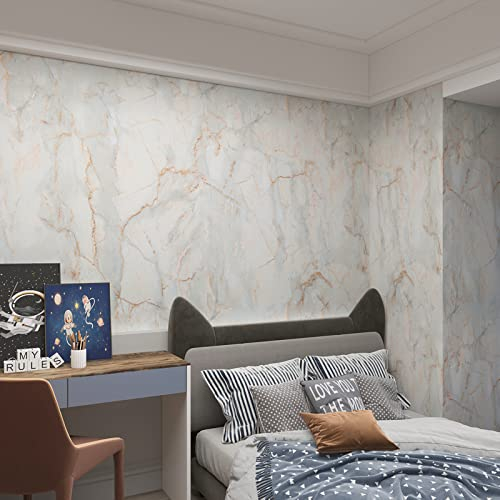 JSEVEM 60CM×5M Hellblau Gold Marmor Selbstklebende Tapete Klebetapete Selbstklebend Möbel Klebefolie Steinoptik Marmoroptik Mamorfolie Wasserfest Möbelaufkleber Küche Wohnzimmer Selbstaufkleben Papier