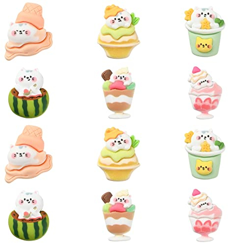 UR URLIFEHALL 50 Stück Sommer Katze Thema Harz Flatback Cabochons Niedliche Schleim Charms Perlen für Schmuck DIY Handwerk Nail Art Home Decor