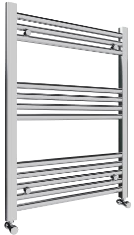 600x800mm Towel Warmer Flat, Wall Mounted Chrome Plated Steel Bathroom Towel Rail Radiator, Suitable for Central Heating, Electric and Dual Fuel
