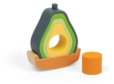 Bigjigs Toys Wipp-Avocado – 6-teiliges Silikon-Steckspielzeug, Avocado-Geschenke, Sinnes-Spielzeug, Stapelringe, Babyspielzeug ab 12 Monaten, nachhaltig hergestellt