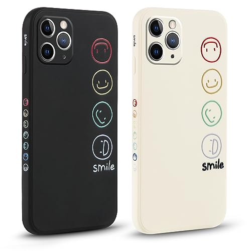 Pnakqil 2 stück Handyhülle für Apple iPhone 11 Pro 5.8,Hülle Süßes Bemaltes Muster Smile Face Design Case Weiche Tasche für Damen Geschenk Modische TPU Dünn Stoßfeste Kameratasche Schutzhülle