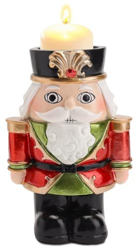 Warmiehomy Nussknacker Soldat Kerzenhalter 14 cm Nussknacker Weihnachtsdekorationen Rot & Grün farbige Nussknacker Ornamente Weihnachten Werkstatt