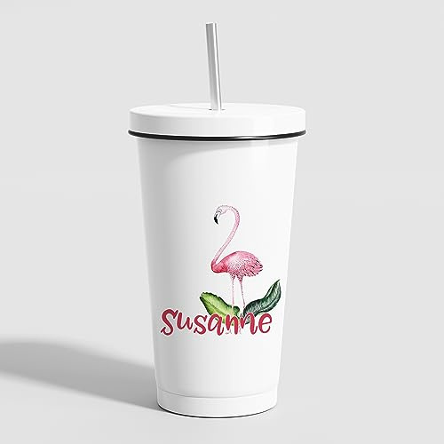 GRAZDesign Vaso con tapa y pajita con nombre personalizado, vasos térmicos de acero inoxidable, 550 ml, taza térmica para café helado, cócteles, smooth
