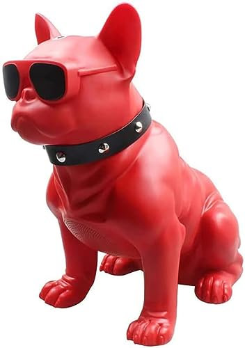 Bluetooth Speaker Portable Wireless French Bulldog Bluetooth Speaker, Multifunctional Cartoon Dog Fall Prevention Speaker, Friends Child Teacher Birthday (Color : Red)