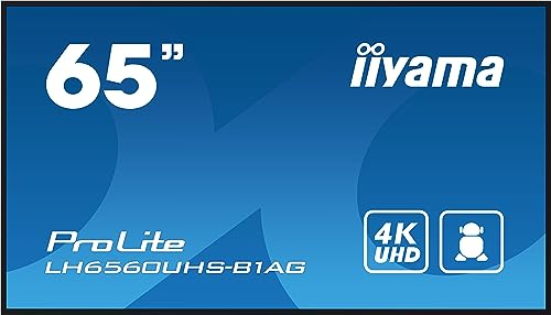 Iiyama Prolite LH6560UHS-B1AG 164cm 64.5 Digital Signage Display VA LED Panel 4K UHD HDMI Audio-in USB2.0 RS-232c RJ45 Mediaplayer Android 11 OS WiFi 24/7 schwarz